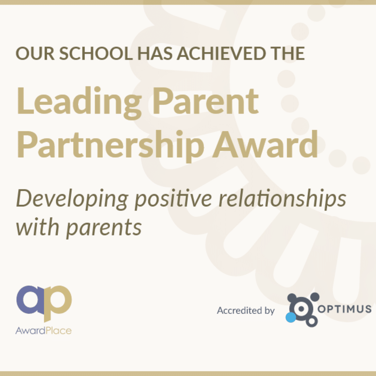 Leading Parent Partnership Award certificate